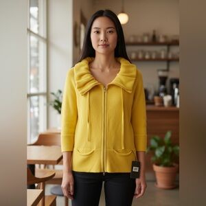 Fever NWT Small Sunny Yellow Zip cardigan sweater